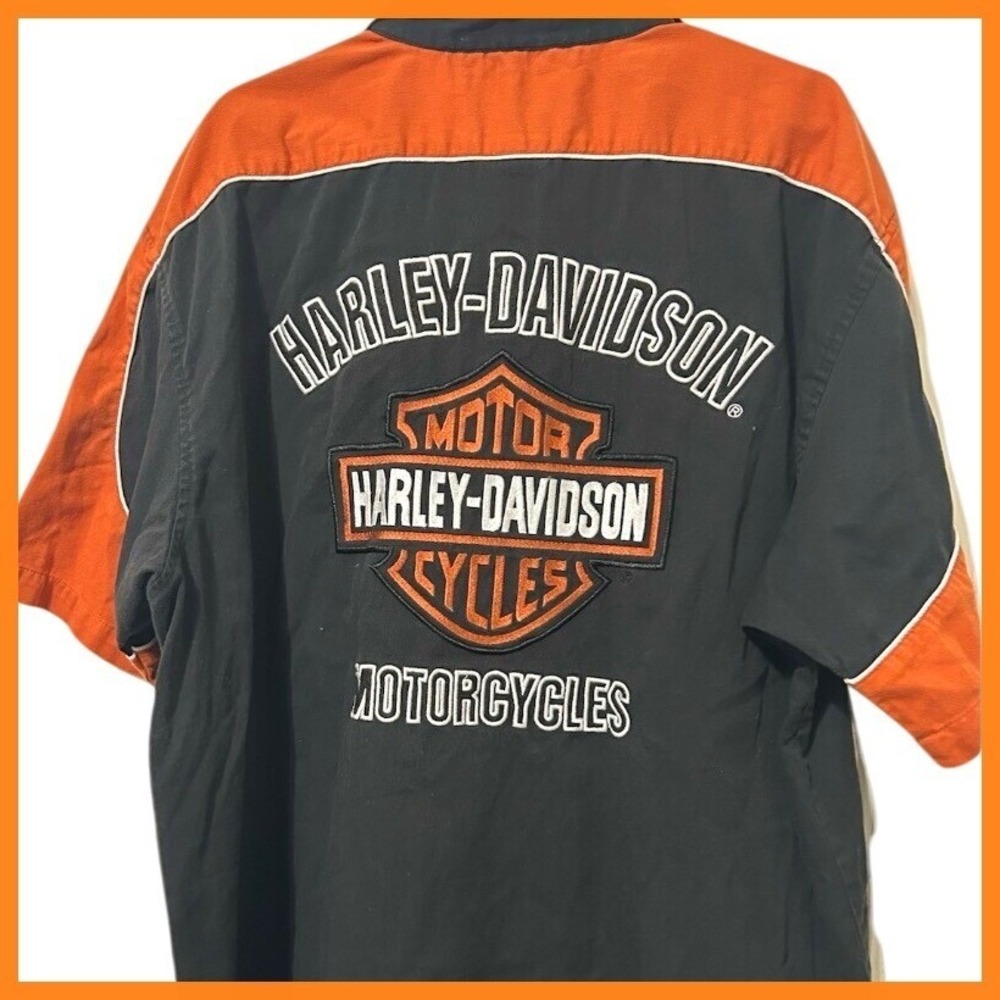 Harley Davidson Embroidered Short Sleeve Button Down Up Front Shirt Sz. 2X Biker